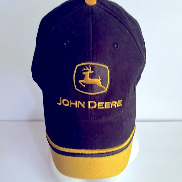 John Deere Cap Black Yellow Baseball Cap Hat Ball Cap - Picture 1 of 11